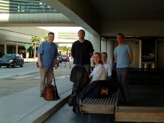 Stretching our legs at Miami Airport en route to Costa Rica